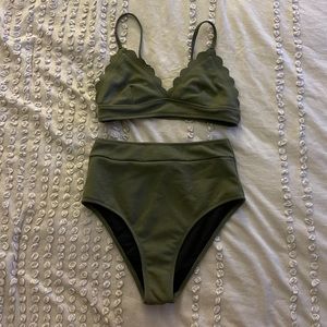 Olive Green High Waist Bikini